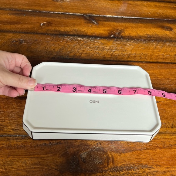 Odeme White Porcelain Catchall and Ring Dish with Geometric Slate Black Edges - Picture 11 of 16